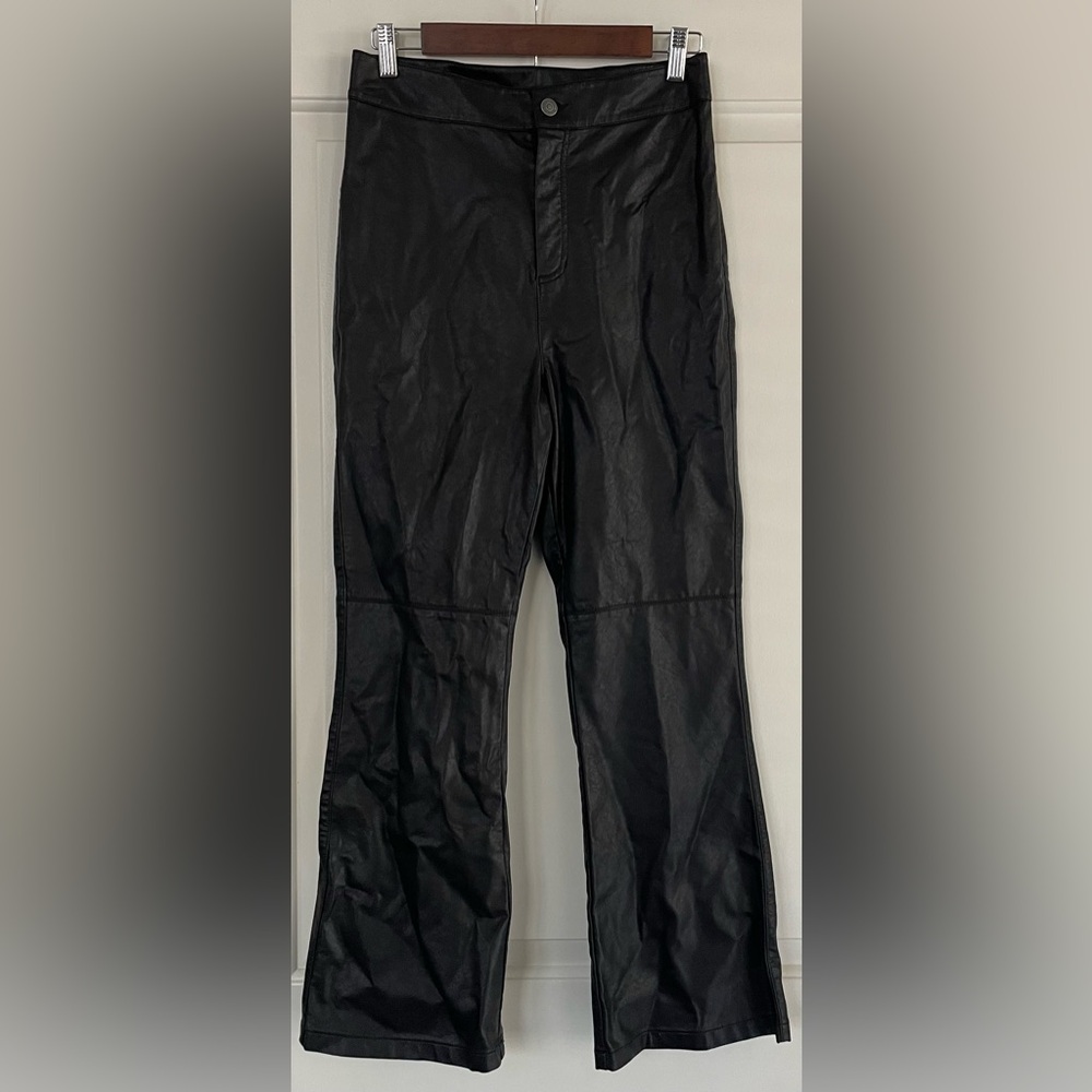 Free People Black Faux Kick Flare Leather Pants